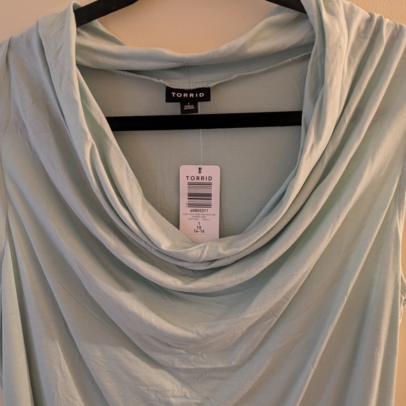 NWT! Torrid Light Blue Cowl Neck Top Size 1 - Picture 2 of 7